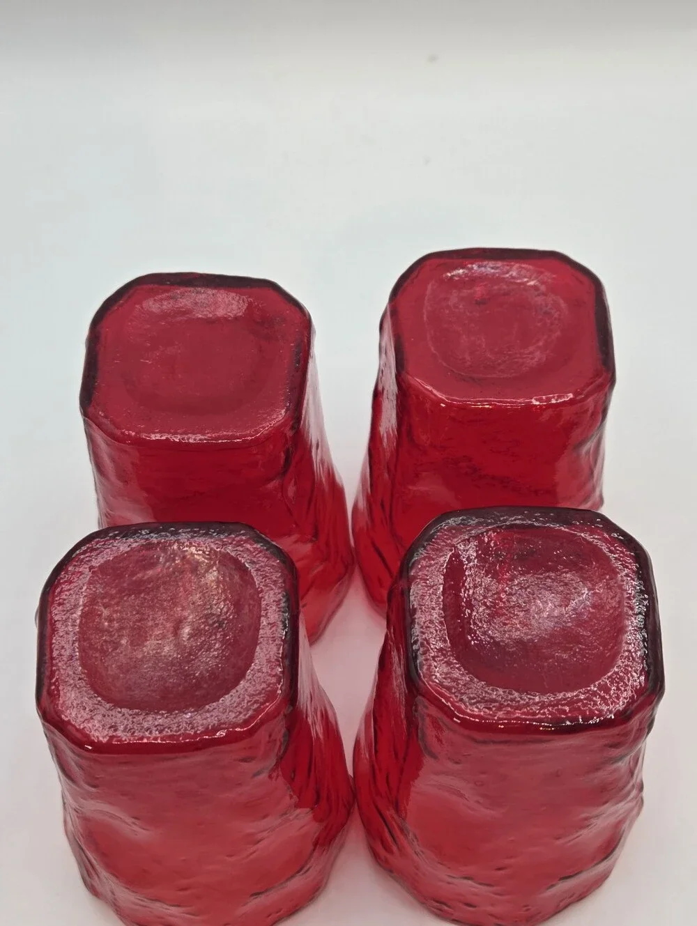Vintage Crinkle Ruby Morgantown 10 Ounce Flat Tumblers